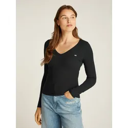 Langarmshirt »TJW SLIM ESSENTIAL RIB V LS«, mit Logostickerei, Gr. M (38), Black, , 14614731-M