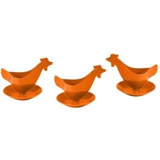 Eierbecher Huhn in hellen Farben 3er Set orange, Hühnereierbecher