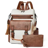 Shirre Beige mit braunem Rucksack Handtasche für Frauen kleine Leder Mode Designer Handtasche Rucksack wasserdicht verurteilt Schultergurte Rucksack Reise Laptop Tasche für Business & College