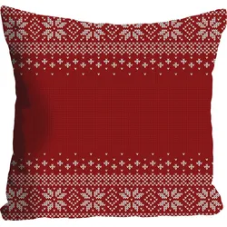 Dekokissen QUEENCE "Tabea", rot (rot, bedruckt), B:40cm L:40cm, Polyester, Dekokissen_Sitzkissen_Kissenhüllen, Kissenhülle,Weihnachten,Rot,Festlich,Weihnachtsmotiv,Winterlich