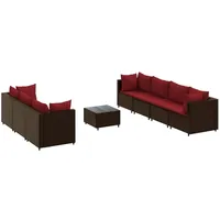 vidaXL 8-tlg Garten-Lounge-Set mit Kissen Braun Poly Rattan Modell 21