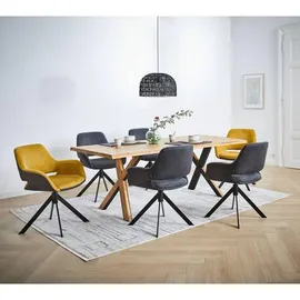 Linea Natura Esstisch Schwarz, Wildeiche, massiv rechteckig X-Form 100x76x200 cm gastro- und objekttauglich