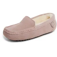 Fireside by Dearfoams Damen Fireside Mel Mokassin, Echtes Lammfell, für Drinnen und Draußen, Breiten Hausschuh, rosa-Dusty pink, 39 EU - 39 EU