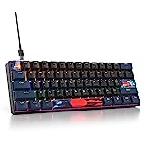 SOLIDEE mechanische Gaming Tastatur 60%,61 Tasten mit Lineare rote Schalter,kabelgebundene mechanische Tastatur mit LED-Hintergrundbeleuchtung,gemischtes Licht kompakte(61 Blue Samurai(B))