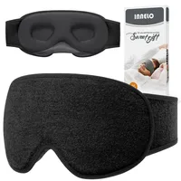 INNELO Schlafmaske für Herren Frauen, Verbesserte 3D Lichtblockierende, mit Gehörschutz, Ultraweiche und Bequem Augenmaske für Seitenschläfer, Schlafbrille mit klettverschluss, Schwarz