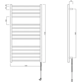 Sapho REDONDO Handtuchstange elektrisch Silber 630x1160 mm