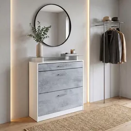Vladon Loret 89 x 104 x 23 cm mit 1 Schublade und Glasablage grau