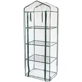 MonsterShop Mini-Gewächshaus Foliengewächshaus mit 4 Regale und Kunststoffabdeckung pvc Garten