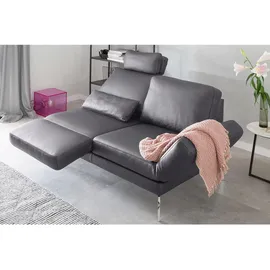 KAWOLA Sofa HURRICANE 2-Sitzer Leder dunkelgrau