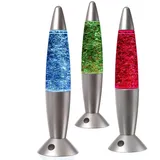 SATISFIRE Lavalampe Lavalampe ROCKET Tornado Glitzerlampe Glitter Wirbel RGB Touchsensor, LED Classic, RGB (rot, grün, blau) silberfarben