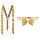 Set Hosenträger & Fliege "Pailletten", gold