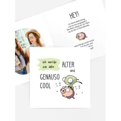 Geburtstagseinladungen Karte selbst gestalten mit Spruch und Fotos im Onlinedesigner bei Meine-Kartenmanufaktur.de