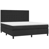 vidaXL Boxspringbett mit Matratze Schwarz 160x200 cm Kunstleder