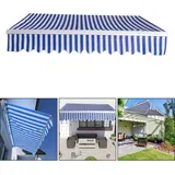 VINGO Gelenkarmmarkise 350x300cm einziehbare Markise Sonnenschutz Balkonmarkise Gelenkarmmarkise Gelenkarm Sonnenschutz Blau / Weiß