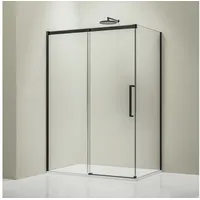 Bernstein Eckdusche DX906 FLEX 100x80 cm Schwarz, BxT: 100x80 cm, Schiebetür 100cm Seitenwand 80cm Soft-Close 8mm Nano 100 cm x 195 cm x 80 cm