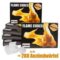 FLAMEUP 288x Grill Kamin Kohle Ofen Anzünder Anzündwürfel Kaminanzünder