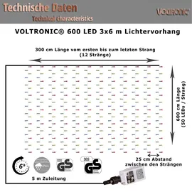 Voltronic LED Lichtervorhang innen außen, Deko Garten warmweiß