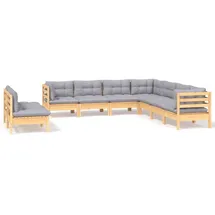 vidaXL Garten-Lounge-Set 9-tlg. grau