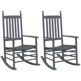 vidaXL Schaukelstuhl, Schaukelstühle mit Gebogenen Sitzen 2 Stk. Grau Pappelholz