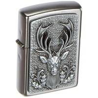 Zippo 15264 Deer Emblem - Satin Finish Feuerzeug, Chrom, silber, 5.8 x,3.8 x 2 2 cm