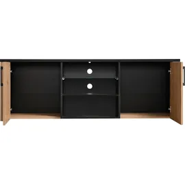 INOSIGN Lazio Lowboard 168 cm Schwarz Glas/Spanplatte/Holzwerkstoff