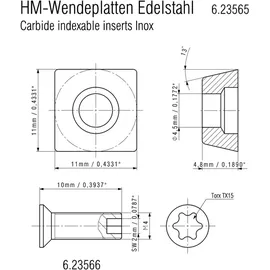 Metabo 10 Hartmetall-Wendeplatten Edelstahl (KFM/KFMPB 15-10F/ KFM 16-15F, PFM 17)