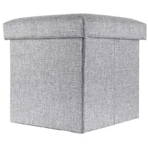 Intirilife Faltbarer Sitzhocker Leinen 30 x 30 x 30 cm Grau