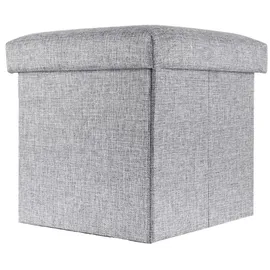 Intirilife Faltbarer Sitzhocker Leinen 30 x 30 x 30 cm Grau