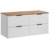 Lomadox Waschbeckenschrank ADELAIDE-56-WHITE Waschtischunterschrank 120 cm matt weiß mit Eiche, 120,6/59,2/46,5cm weiß 121 cm x 59 cm x 47 cm