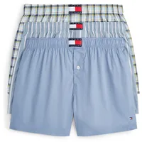 Webboxer "3P WOVEN BOXER PRINT", Herren, Gr. XXL (56), 3 Stk., brk blu, fmy oc stri, mni trtn, Webqualität, Obermaterial: 100% Baumwolle, TOMMY HILFIGER UNDERWEAR, Unterhosen, mit Print