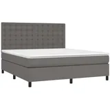 vidaXL Boxspringbett mit Matratze Grau 180x200 cm Kunstleder