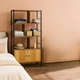 Relaxdays Bücherregal mit Unterschrank 154,5 x 74 x 30 cm Braun/Schwarz