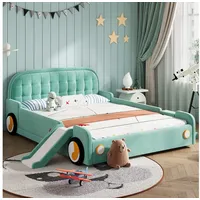 Flieks Polsterbett Autobett, Kinderbett 140x200cm mit Rutsche und Treppe, links/rechts montierbar