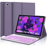 IVEOPPE Samsung Galaxy Tab A8 Hülle mit Tastatur, Samsung Tab A8 Tastatur 10.5" 2022/2021, QWERTZ Layout Bunte Beleuchtung Tastatur für Galaxy Tab A8, Violett