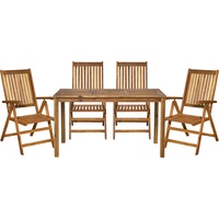 Möbilia Sitzgruppe 1 Tisch, 4 Stühle Akazie natur | 31020019 | Serie GARTEN