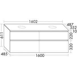 Burgbad Lin20 Waschtischunterschrank 160 x 61 x 55 cm Weiß