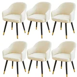Generisch Stuhlhussen mit gebogener Rückenlehne, Stuhlhussen für Esszimmerstühle, Stuhlhussen für Schreibtischstühle, Schonbezug mit Armlehnen-Beige||6PCS