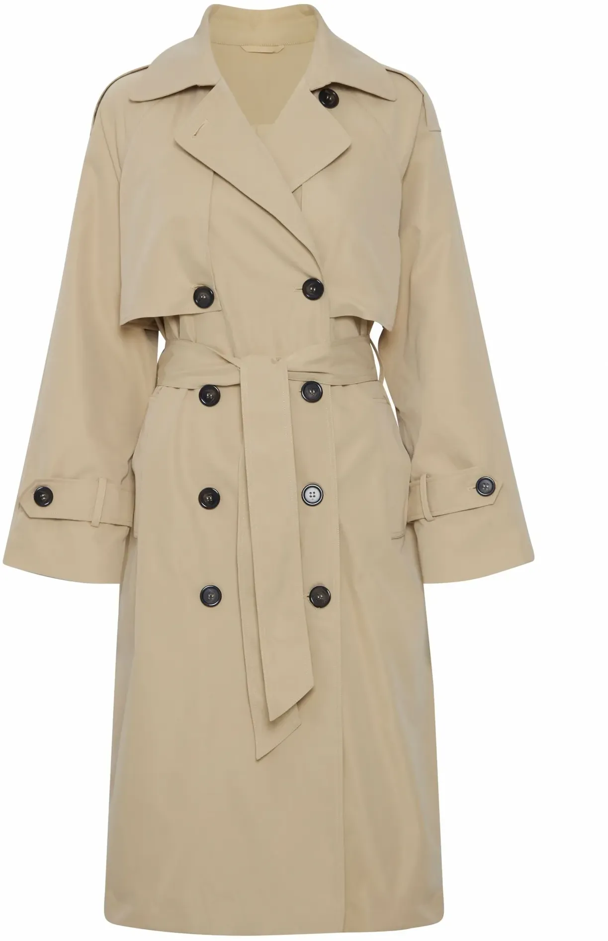 Trenchcoat B.YOUNG "Trenchcoat BYAsto" Gr. 44, weiß (safari) Damen Mäntel