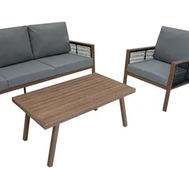 Jardi 4-teilige Aluminium-Sofagarnitur Holz braun