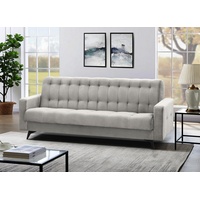 Beautysofa Schlafsofa GRETA BIS, Sofa Couch für Wohnzimmer, Schlaffunktion, Bettkasten, Velour, Polstersofa beige