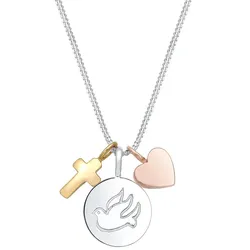 Elli Panzerkette Kreuz Herz Taube Religion 925 Silber 45 Damen 