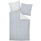 JANINE Interlock-Jersey Gestreift Grau 155 x 200 cm + 80 x 80 cm