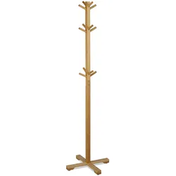 Relaxdays Garderobenständer Bambus, Jackenständer mit 12 Haken, HBT: 179,5 x 50 x 50 cm, Standgarderobe Baumform, natur