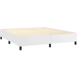 vidaXL Boxspringbett mit Matratze & LED Weiß 180x200 cm Kunstleder