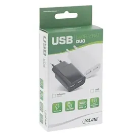 InLine InLine® USB Ladegerät Duo, Netzteil 2-Fach, 100-240V zu 5V/2.1A, schwarz