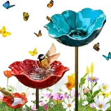 Blumen Gartenstecker VogelträNke, 2026 Neu Bienen TräNke Blume, 2/3 Stück VogelträNke Metall Futterstation Vögel Gartenstecker, Bienentränken Blume für Den Garten (2 Stück-C)