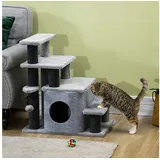furnicato Katzen-Kletterwand Katzentreppe 60L x 40B x 66H cm in Grau für ältere Katzen grau