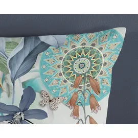 Muller Textil Zephir Blumen/Mandala Grün 135 x 200 cm + 2 x 80 x 80 cm