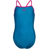 Arena Girl's SWIMSUIT LIGHT Drop SOLID NEON Blue-Turquoise - 140 - 140