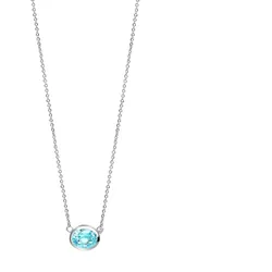 Celesta Silber Halskette 925 Silber rhodiniert mit echten Blautopasen